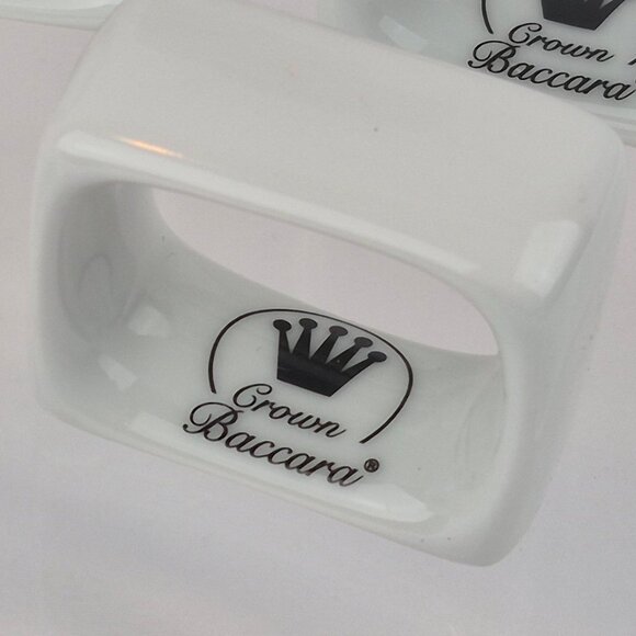Crown Baccara Napkin Rings Modern Rectangle Porcelain Glossy Finish Set of 7 - Picture 4 of 13